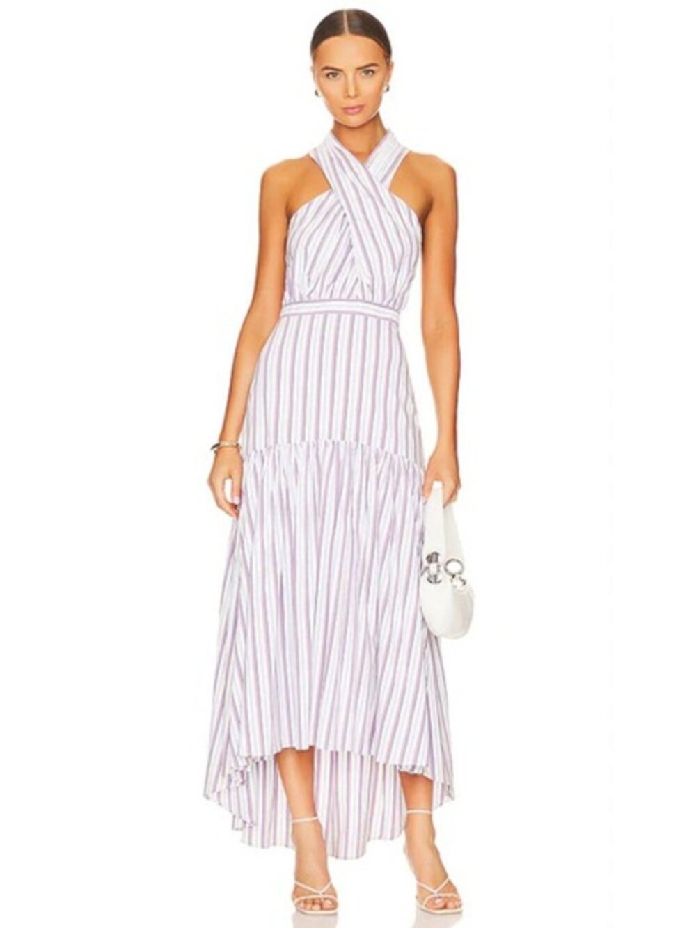 Veronica Beard Radley Striped Midi Dress Off White Multi Size 10 598$ NWT